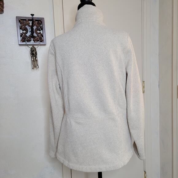 Lands End Womens Sweater Fleece Line Jacket Tan Heather Full Zip Pockets✨️L Tall - Picture 11 of 13